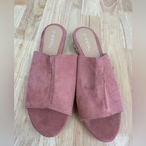 Anna Dusty Rose Suede Mules